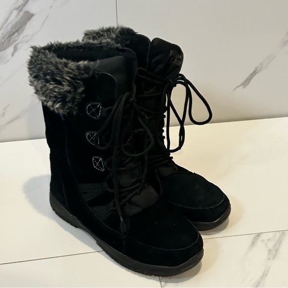 Western Chief Black Faux Fur Winter Boots Size 8 - Picture 1 of 6